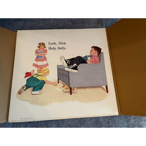 Vintage Complete Set 16 Sally Dick and Jane Teachers Poster Easel Cards 19" X 20 - Picture 8 of 13